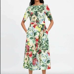ZARA Belted Floral Dress